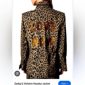 Zadig & Voltaire kayaka Leopard Print drawstring Jacket M